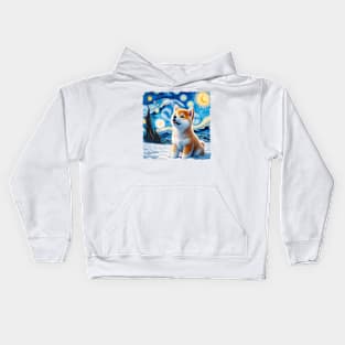 Starry Shiba Inu Dog Portrait - Pet Portrait Kids Hoodie